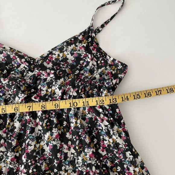 H&M Sundress Black Floral Adjustable Strap Cotton Cottage Boho Feminine Beach 10 - Picture 7 of 10